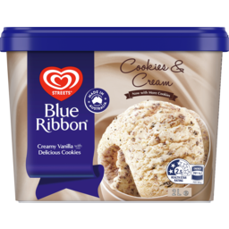 Photo of Blue Ribbon Dessert Tub Cookies & Cream Made In Australia 2l
