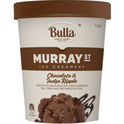 Photo of Bulla Murray St Ice Creamery Chocolate & Fudge Ripple Ice Cream 1l
