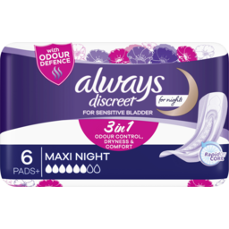 Photo of Always Discreet Maxi Night 6 Pads For Bladder Leak And Adult Incontinence 