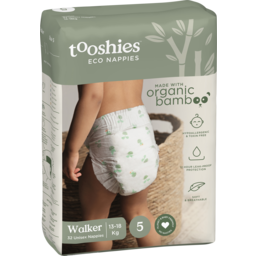 Photo of Tooshies Eco Nappies With Organic Bamboo Size 5 Walker 13-18kg 32pk