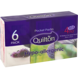 Photo of Quilton 4 Ply Pocket Tissue Hypo Allergenic 6 Pack