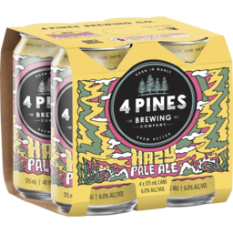 Photo of 4 Pines Hazy Pale Ale 4 X 375ml Can Pack