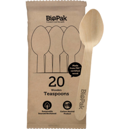 Photo of Biopak Teaspoons Wooden 20pk