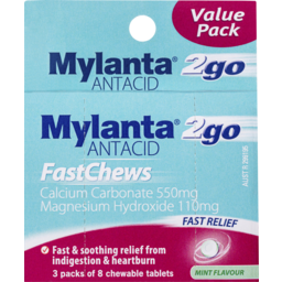 Photo of Mylanta 2go Antacid Fastchews Tablets Mint 3 X 8 Pk