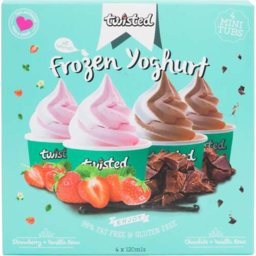 Photo of Twisted Healthy Treats Twisted Minis Frozen Yoghurt Strawberry & Vanilla Bean And Chocolate & Vanilla Bean 4 Pack 120ml 120ml