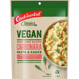 Photo of Continental Classics Pasta And Sauce Vegan Meat Free Bacon Carbonara 85gm
