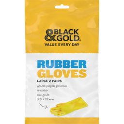 Photo of Black & Gold Glove Rubber Lge 2pk 2pk