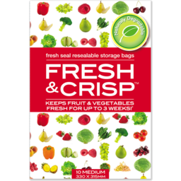 Photo of Fresh & Crisp Fruit & Vegetable Fresh Seal Resealable Storage Bags Medium 10 Pack