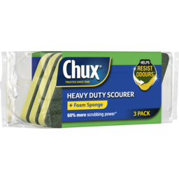 Photo of Chux® Heavy Duty Scourer + Foam Sponge 3 Pack 3pk