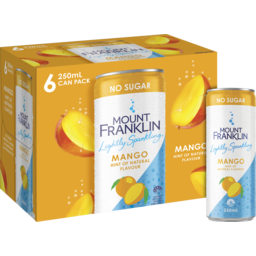 Photo of Mt. Franklin Mount Franklin Lightly Sparkling Water Mango Multipack Mini Cans 6 X 250ml 