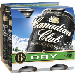 Photo of Canadian Club Premium Strength Whisky & Dry 6% Can 375ml 4pk
