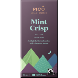 Photo of Pico Organic Mint Crisp 58% Cocoa Dark Vegan Chocolate Block 80g
