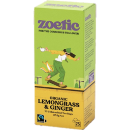 Photo of Zoetic Lemongrass & Ginger Organic Tea Bags 25 Pack 37.5g