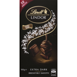 Photo of Lindt Lindor Extra Dark 18 Individual Pieces Chocolate Block 100g