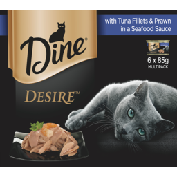 Photo of Dine Desire Adult Wet Cat Food With Tuna Fillets & Prawn In A Seafood Sauce 6x85g Can 6.0x85g