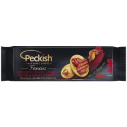 Photo of Peckish Fancies Grilled Chorizo, Spanish Onion & Smoked Paprika Premium Flavoured Rice Crackers 90g 
