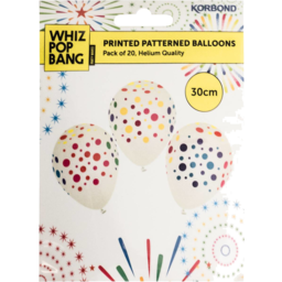Photo of WHIZ POP BANG PRINTED PATTERNED BALLOONS 30CM, 20 PACK