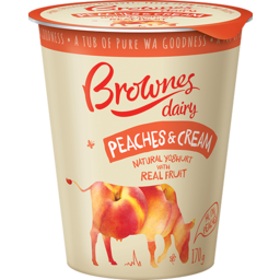 Photo of Brownes Dairy Natural Yoghurt With Peaches & Cream 170gm