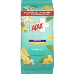Photo of Ajax Hospital Grade Disinfectant Multipurpose Cleaning Wipes, 110 Pack, Sparkling Citrus & Pineapple 