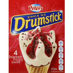 Photo of Peters Drumstick Boysenberry Swirl Ice Creams 4 Pack