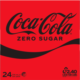 Photo of Coca-Cola Zero Sugar Soft Drink Multipack Cans 24 X 375ml