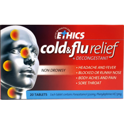 Photo of Ethics Cold & Flu Relief + Decongestant 20 Tablets