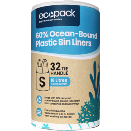 Photo of Ecopack 60% Ocean Plastic Bin Liners Small 32 Each