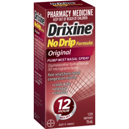 Photo of Drixine 12 Hour Relief No Drip Formula Original Pump Mist Nasal Spray 15ml