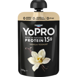 Photo of Danone Yopro High In Natural Protein Vanilla Yoghurt Pouch 150g
