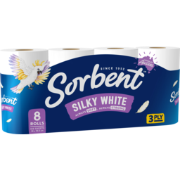 Photo of Sorbent 3 Ply Silky White Toilet Tissue - 8 Pack