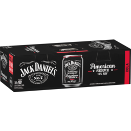 Photo of Jack Daniel's Old No. 7 Tennessee Whiskey American Serve & Cola 10 Pack 250ml