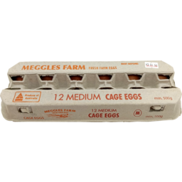 Photo of Meggles Farm 12 Medium Cage Eggs 500g