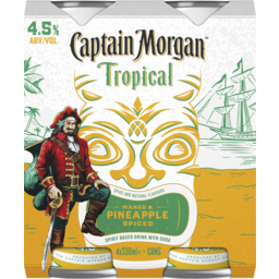 Photo of Captain Morgan Tropical Mango & Pineapple Spiced Soda 330ml 4 Pack