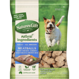 Photo of Natures Gift Meatballs With Chicken, Garden Vegetables And Brown Rice Adult Dog Food