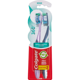 Photo of Colgate 360° Whole Mouth Clean Manual Toothbrush, Value 2 Pack, Medium Bristles 