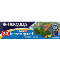 Photo of Hercules Twin Zip Freezer Guard Resealable Freezer Bags 24 Pack