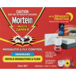 Photo of Mortein Peaceful Nights Pest Control Repeller Mosquito & Fly Plug In Odourless Unit & Refill