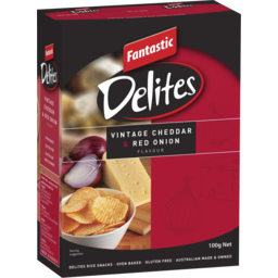 Photo of Fantastic Delites Rice Snacks Vintage Cheddar And Red Onion 100g