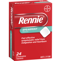 Photo of Rennie Indigestion And Heartburn Relief Spearmint 24 Chewable Tablets 