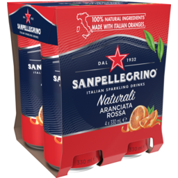 Photo of Sanpellegrino Italian Sparkling Drinks Naturali Aranciata Rossa (Blood Orange) Cans