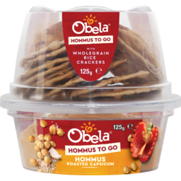 Photo of Obela Hommus To Go Roasted Capsicum Hommus With Sakata Wholegrain Rice Crackers