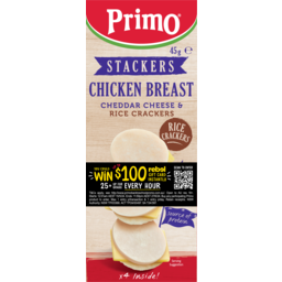 Photo of Primo Stackers Chicken Breast, Cheddar Cheese & Rice Crackers