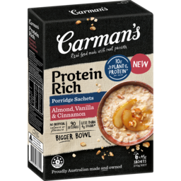 Photo of Carman's Protein Rich Porridge Sachets Almond, Vanilla & Cinnamon 6 Pack 6x45g