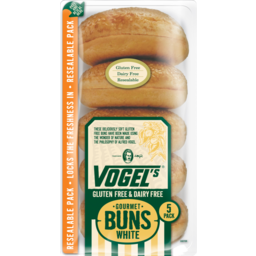 Photo of Vogel's Burger Buns Gluten & Dairy Free White 5 Pack