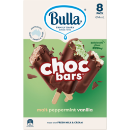 Photo of Bulla Ice Cream Bar Mint, Malt & Vanilla 8pk