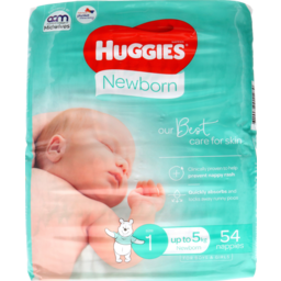 Photo of Huggies Newborn Nappies Size 1 (Up To 5kg) 54 Pack 