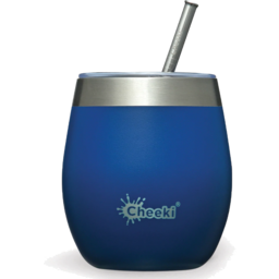 Photo of Cheeki Wine Tumbler with Straw - Insulated Stainless Steel (Blue)