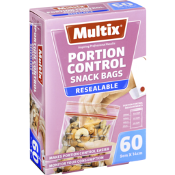 Photo of Multix Resealable Portion Control Snack Bags 60 Pack 