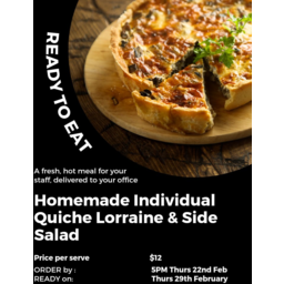 Photo of Homemade Individual Quiche Lorraine with salad