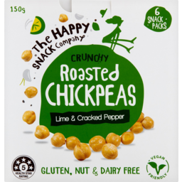 Photo of The Happy Snack Company Crunchy Roasted Chickpeas Lime & Cracked Pepper 6 Pack